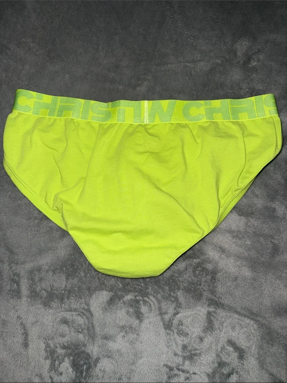 Andrew Christian Neon Lime Briefs with Branded Waistband with build in c-ring